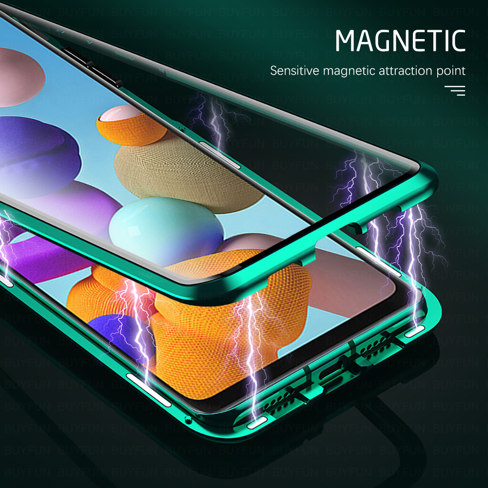 Ốp Điện Thoại Kính Cường Lực Hai Mặt HD Khung Kim Loại Hít Nam Châm Cho Samsung S22 Plus Ultra A13 A33 A73