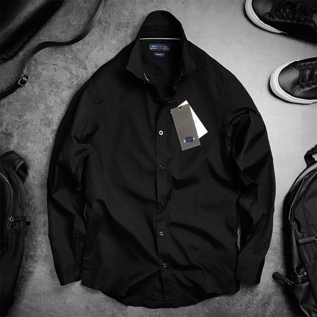 Áo Sơ Mi Tay Dài Nam Lụa Đen - Trắng | BigBuy360 - bigbuy360.vn