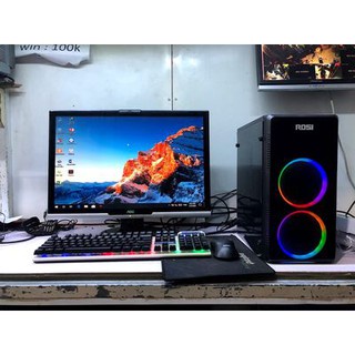 Vỏ case máy tính led, vỏ case gaming ,Vỏ case máy tính led rosi C1705 tặng kèm 2 fan led trước.