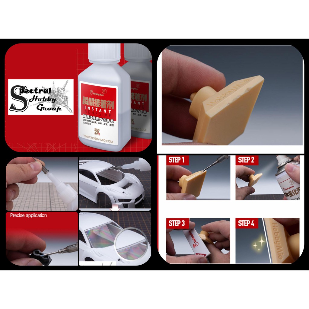 Keo HOBBY MIO dính mô hình đa năng nhựa kim loại gỗ đá gốm thuỷ tinh Instant Glue Free White Hair model