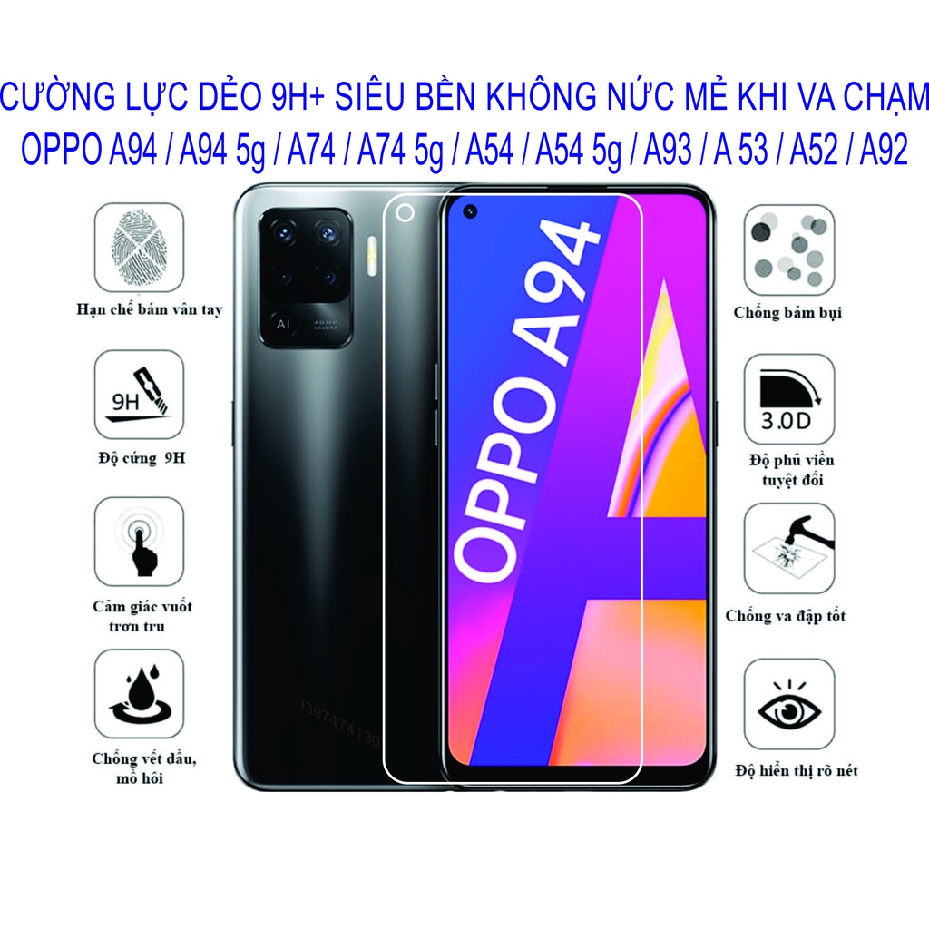 Cường lực dẻo OPPO A94 / A94 5G / A74 / A74 5G / A54 / A54 5G/ A93 / A53 / A52 / A92 Bảo vệ màng hìn