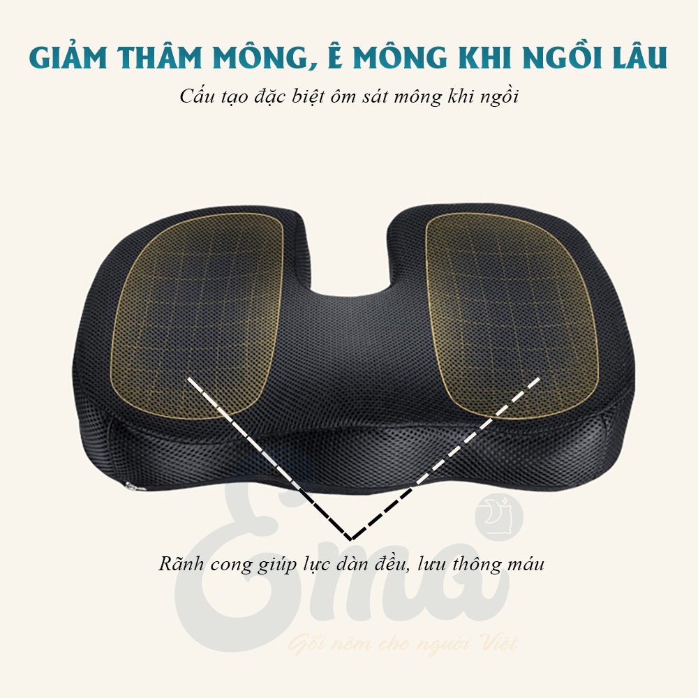 Đệm chống đau xương cụt Ema - Giảm đau xương cụt, ê mông, thâm mông, xệ mông cho dân văn phòng, lái xe