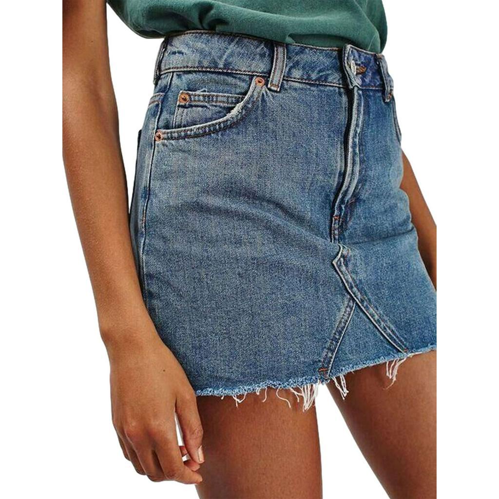 Chân Váy Jeans Chữ A Lưng Cao Thời Trang Quyến Rũ Cho Nữ