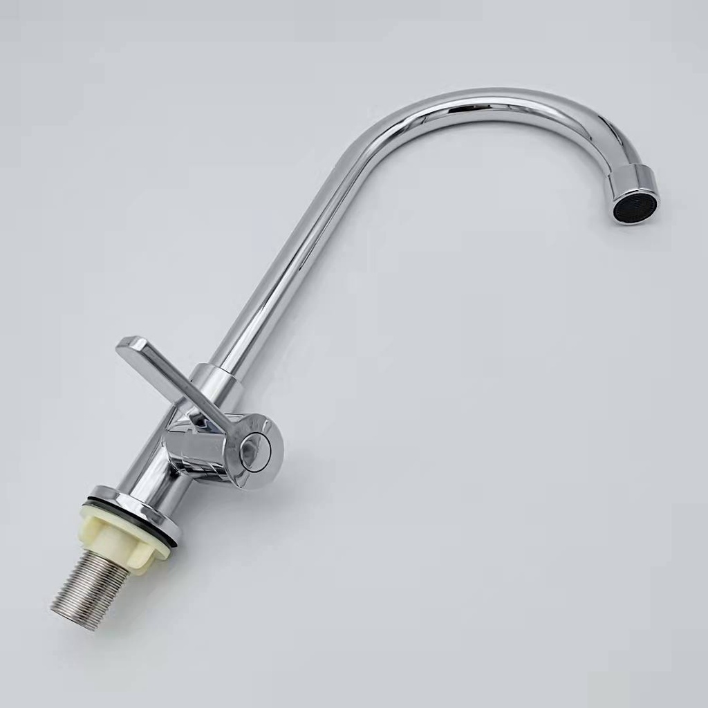 Vòi rửa chén bát lạnh thân cứng inox 304 mạ màu bạc [Ngắn] cao cấp