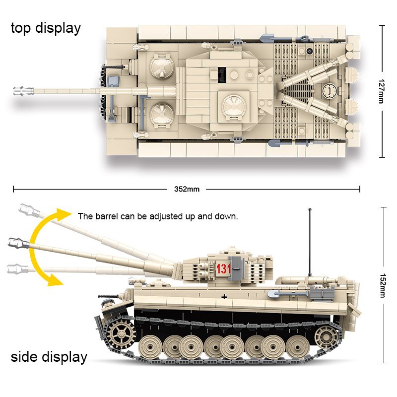 （CÓ SẴN）Đồ chơi lắp ráp mô hinh Quan Guan 100061 tank TIGER 131 XE TANK QUÂN ĐỘI HỔ VẰN WW2