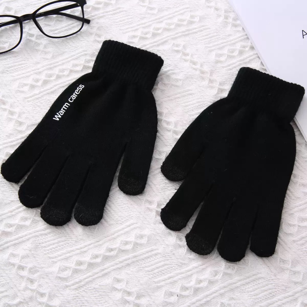 Găng tay len thiết kế 2 đầu ngón tay chạm màn hình cảm ứng giữ ấm cho tay