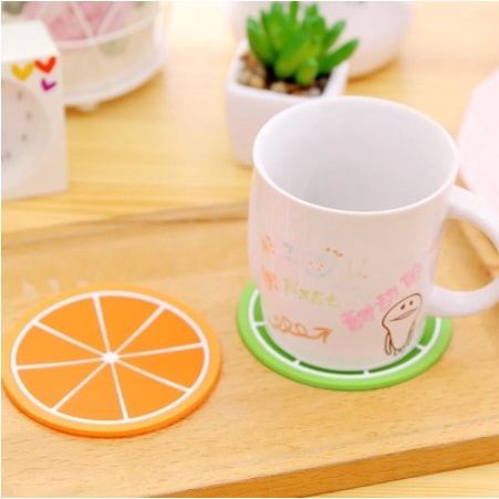 Miếng lót ly bằng silicon cách nhiệt chống trượt hình trái cây dễ thương đáng yêu