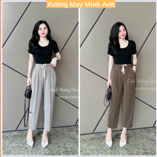 Quần Baggy Nữ Lưng Thun Cạp Cao Có Dây Rút Chất Vải Ruby Mềm Mịn Phối Áo Sơ Mi Áo Phông Cực Xinh MA1488