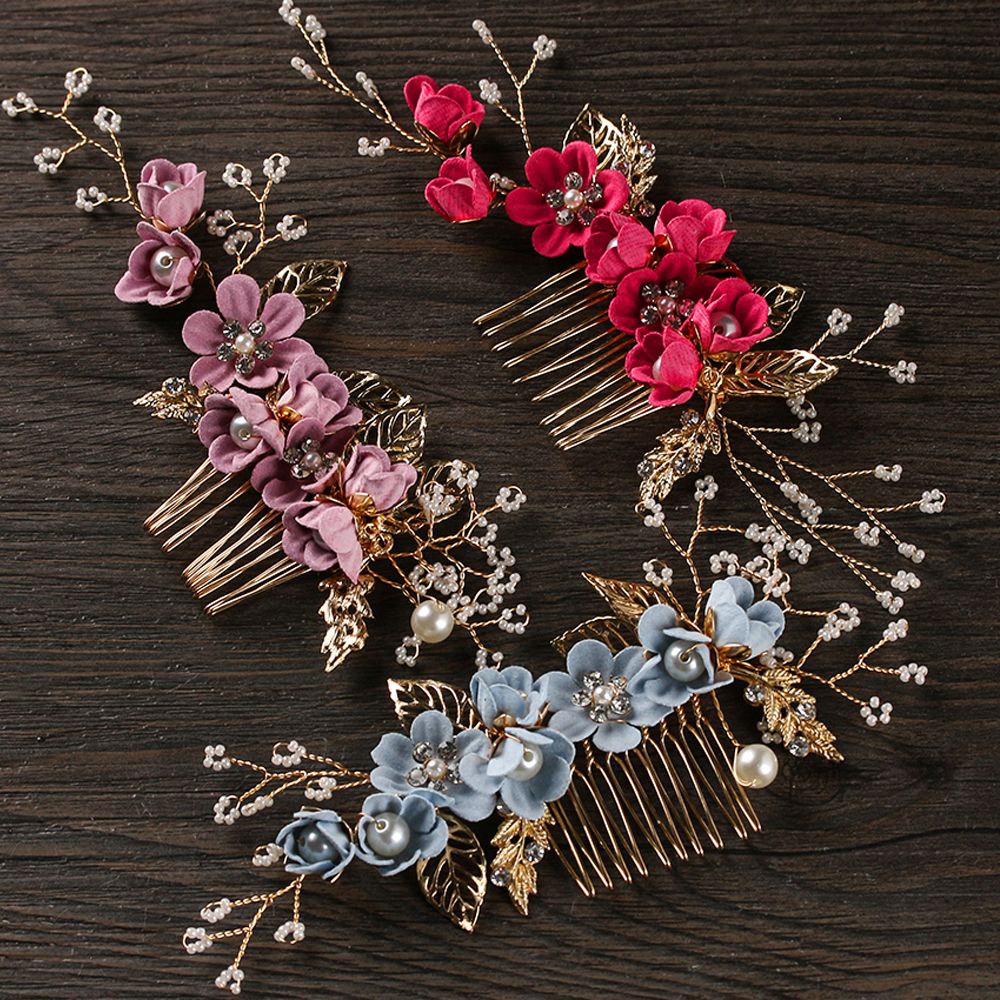 Kẹp Tóc Hình Hoa Thời Trang|Trâm Cài Tóc Hình Chiếc Lá Nhiều Màu Sắc Dành Cho Cô Dâu