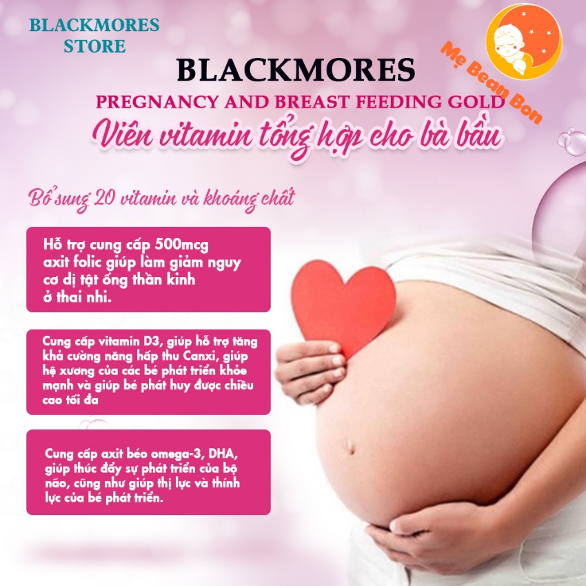 Vitamin tổng hợp bầu Blackmore Pregnancy của úc 180 viên cung cấp đầy đủ dưỡng chất cho mẹ bầu trước trong và sau sinh