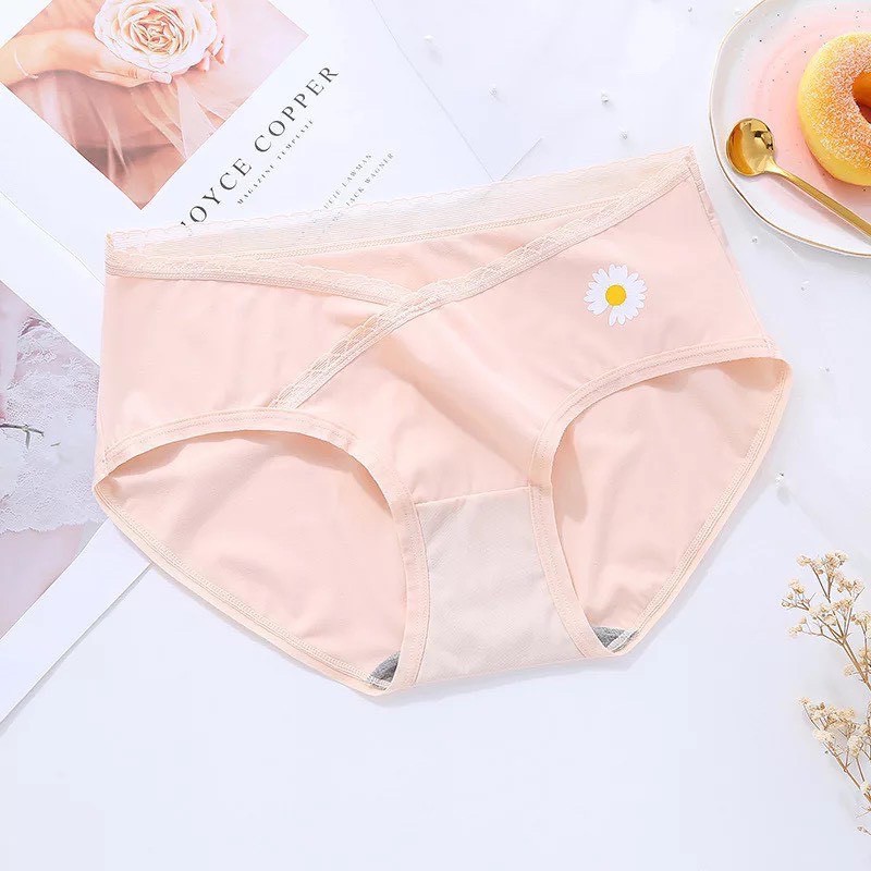 [Hàng cao cấp]Quần lót bầu hoa cúc loại 1 chất thông hơi kháng khuẩn co giãn 4 chiều ko bai ko gião☘️quần bầu cạp chéo
