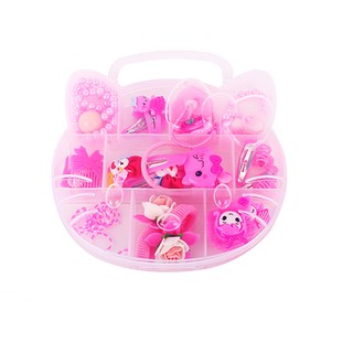 Hộp Phụ Kiện Dây Và Nơ Cột Tóc Cho Bé Gái 22 Chi Tiết