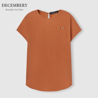 Áo Voan Decembery Màu Cam Đất Thêu Logo