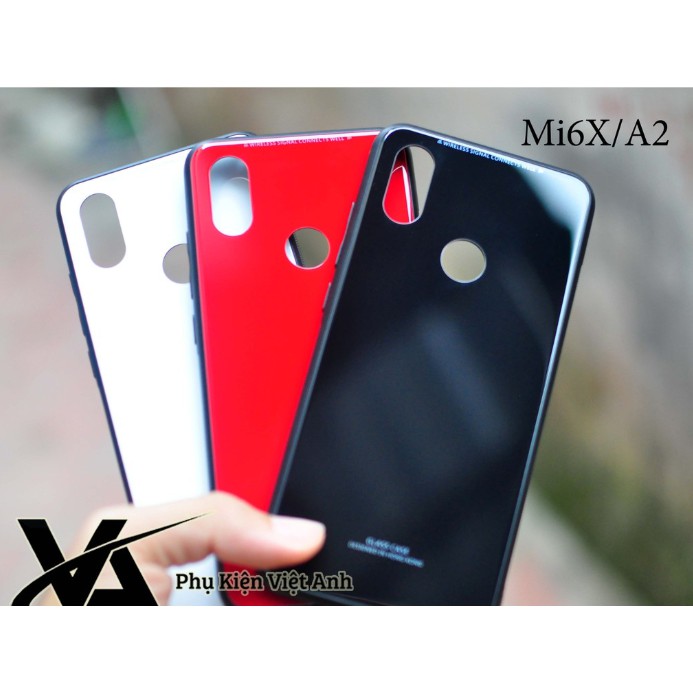 Ốp lưng kính cường lực Xiaomi MI 6X/ MI A2 - Viền nhựa dẻo