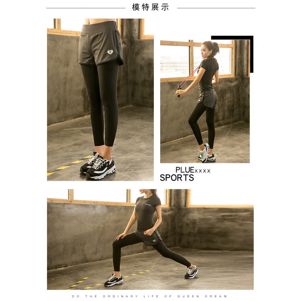 Quần Dài Thể Thao 2 Lớp Lưng Cao Ôm Dáng Thời Trang Cho Nữ