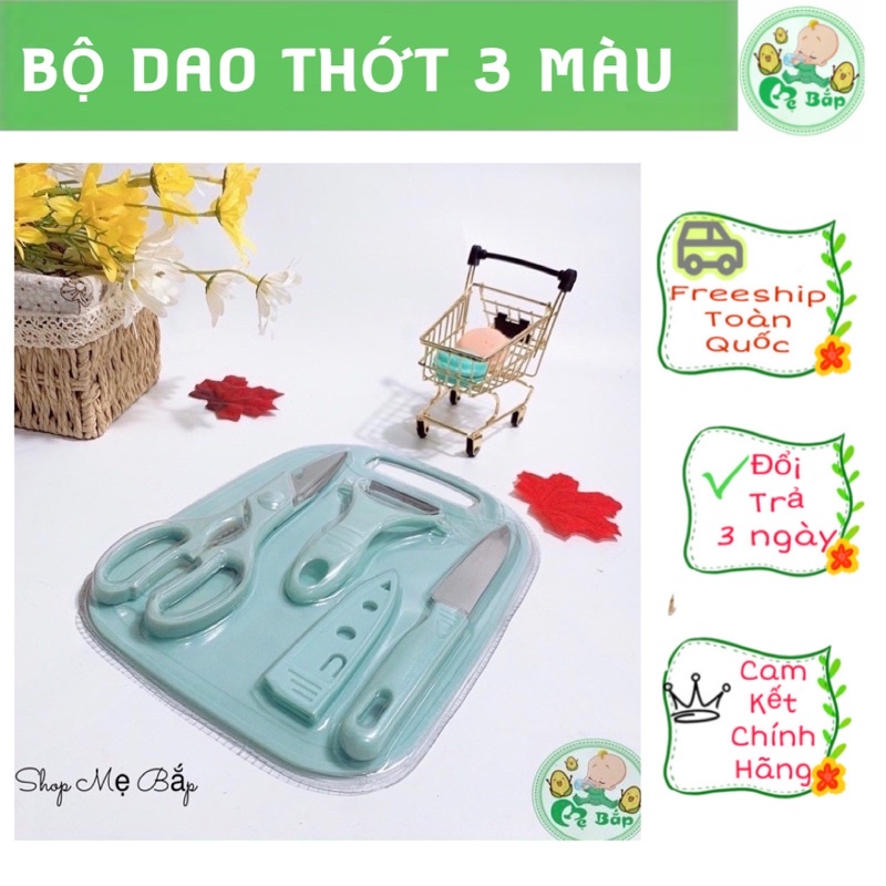 Set dao thớt chế biến đồ ăn dặm cho bé , Shop Mẹ Bắp