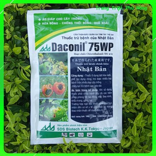 Thuốc Trừ Bệnh Nhật Bản Daconil 75WP - Gói 100g - Trừ 250 loại bệnh, gồm Thán thư,  phấn trắng, đốm lá, sương mai