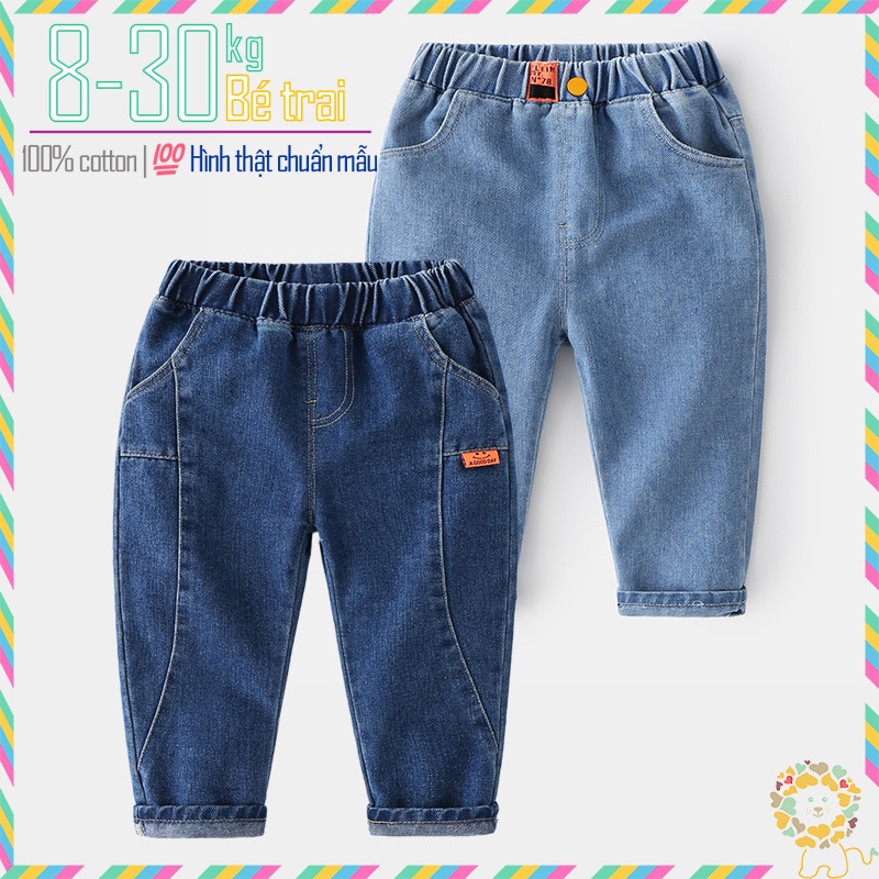 Quần jean bé trai WELLKIDS quần bò trẻ em quần dài cho bé chất cotton mẫu