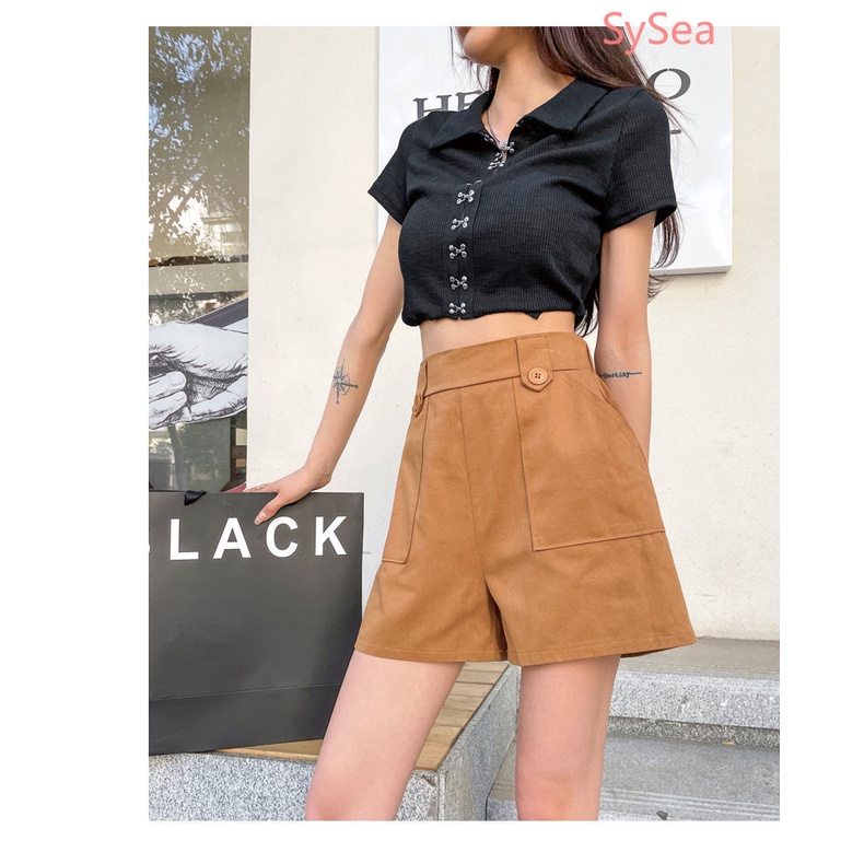 Quần Short Lưng Cao Màu Trơn Thời Trang Mùa Hè Cho Nữ