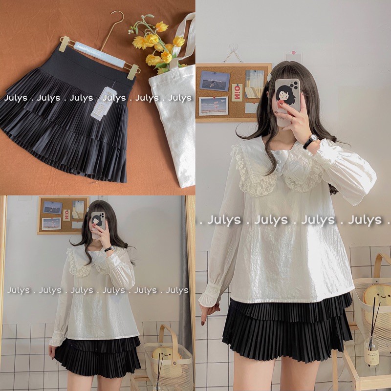 [Mã FADIRECT20 giảm 20K đơn 150K] Chân váy ngắn xếp li 2 tầng (ảnh thật shop chụp kèm video cận chất)