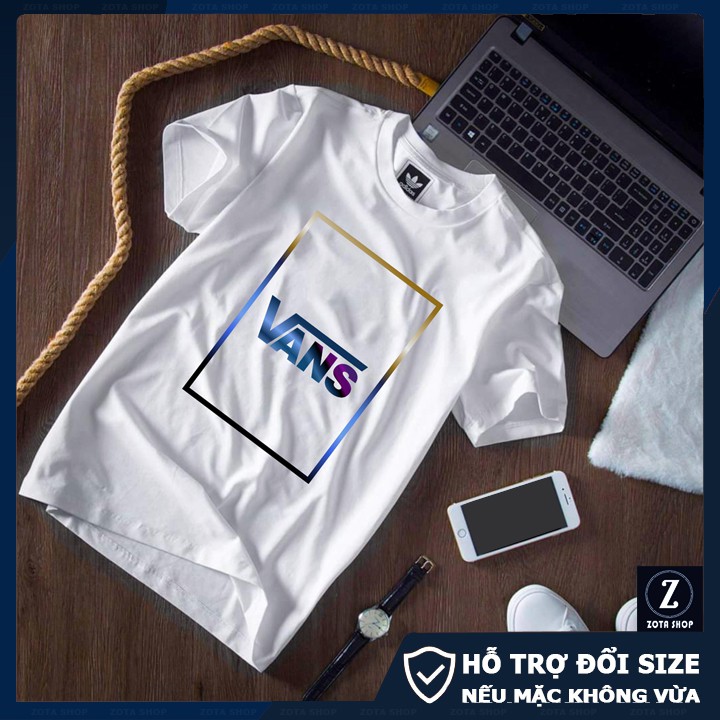 BST áo thun nam trắng cổ tròn màu trắng in 3D chất tici mềm mát BSTCZ03