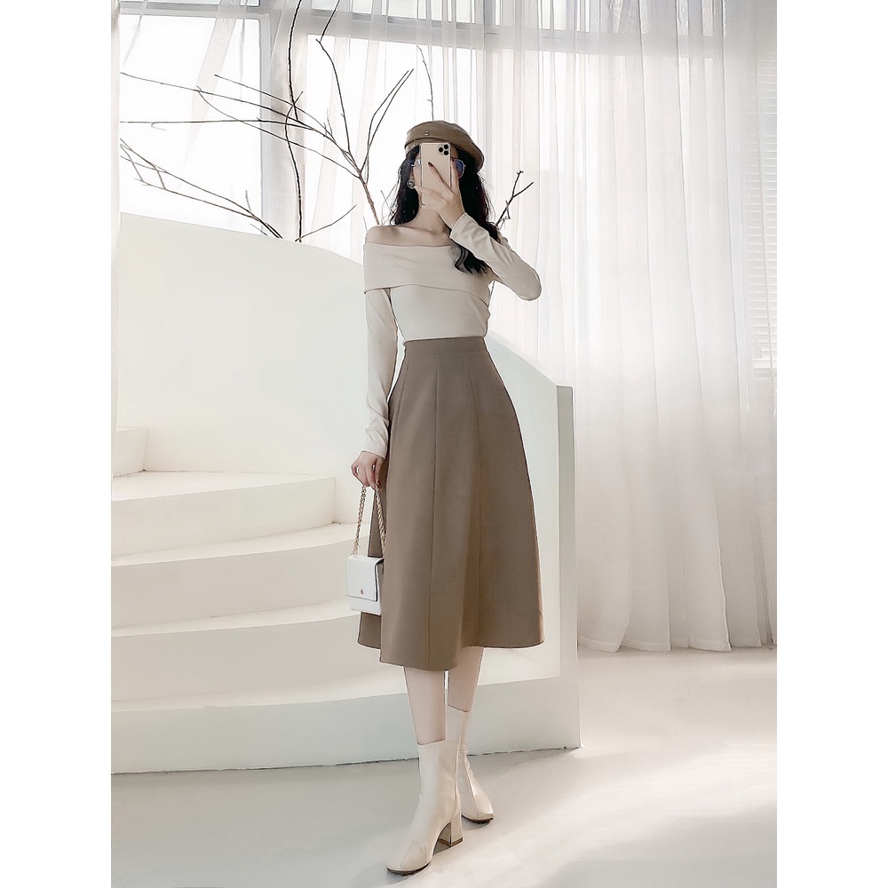 Áo len tăm lệch vai desing by LYRA, chất len dày mịn trơn basic lệch vai nữ tính-LWTAO047 | BigBuy360 - bigbuy360.vn