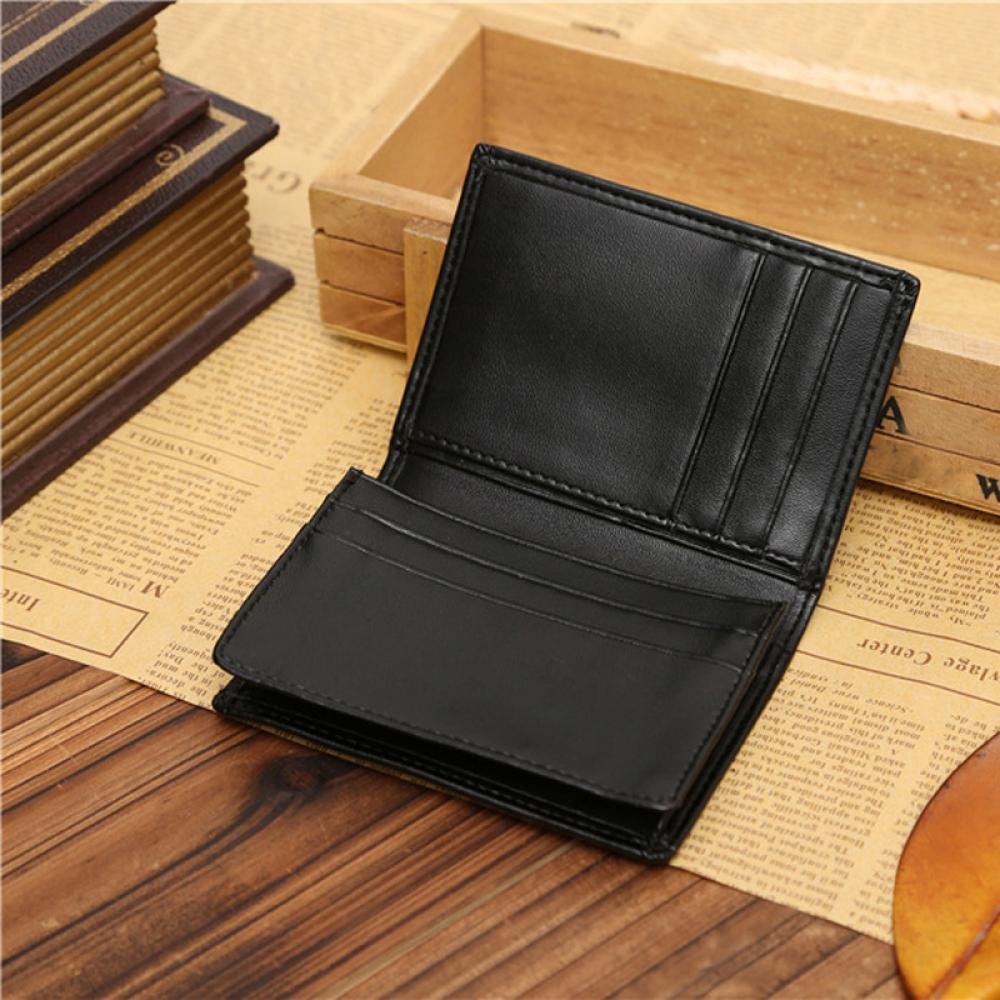 Black Bifold Men &Apos;S Genuine Leather Wallet Money Clip Purse