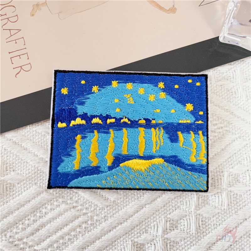 ✿ Miếng Dán Trang Trí Hình Sóng Biển Bầu Trời Đầy Sao ✿ 1 Miếng Dán Ủi Lên Quần Áo & Túi Xách Thêu Hình Chim Ruồi