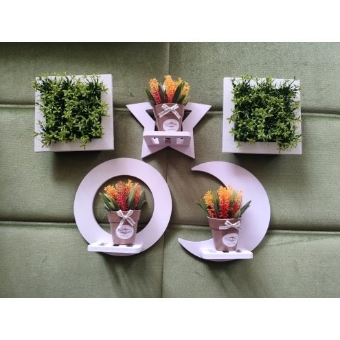 Kệ Dán Tường Hình Trăng Sao Decor Nhà Cửa Đựng Đồ Trang Trí