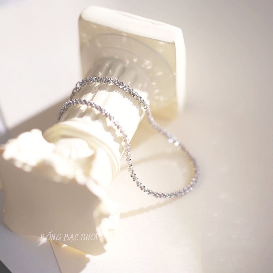 Vòng tay bạc nữ bông xù kiểu dáng đơn giản siêu sáng, lắc tay bạc ý cho nữ hàng thiết kế Bống Bạc LT0.05