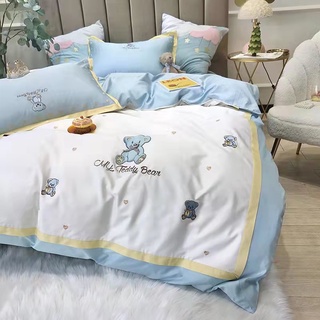 Bộ chăn ga gối Lụa cao cấp Teddy bear 6 món