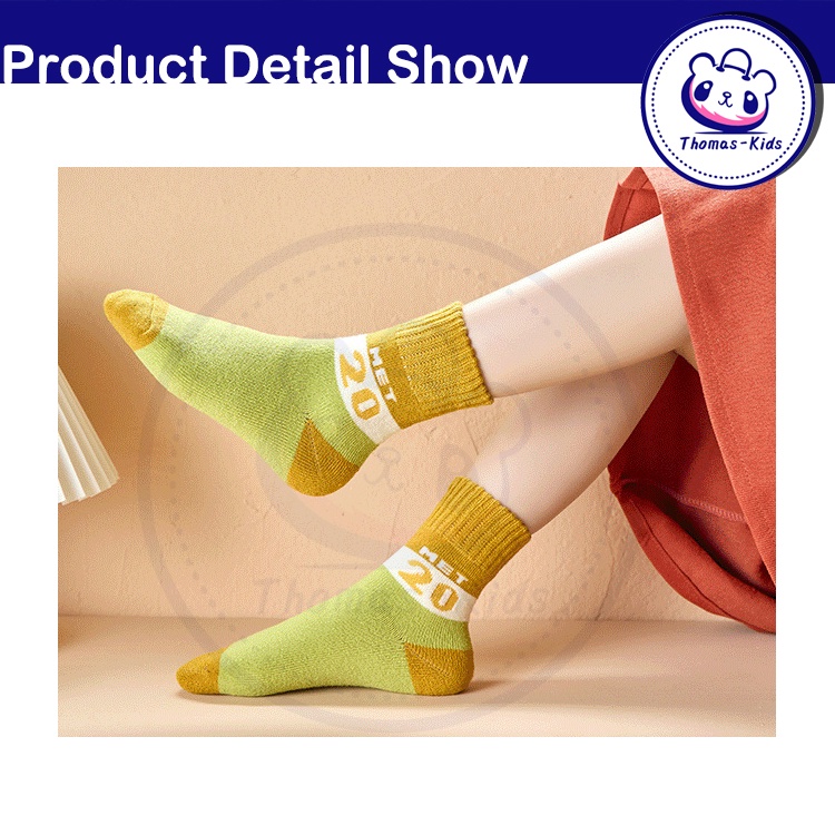 Set 5 Đôi Vớ Nhung Dày Ấm Áp In Họa Tiết Hoạt Hình Cho Bé Từ 1-12 Tuổi