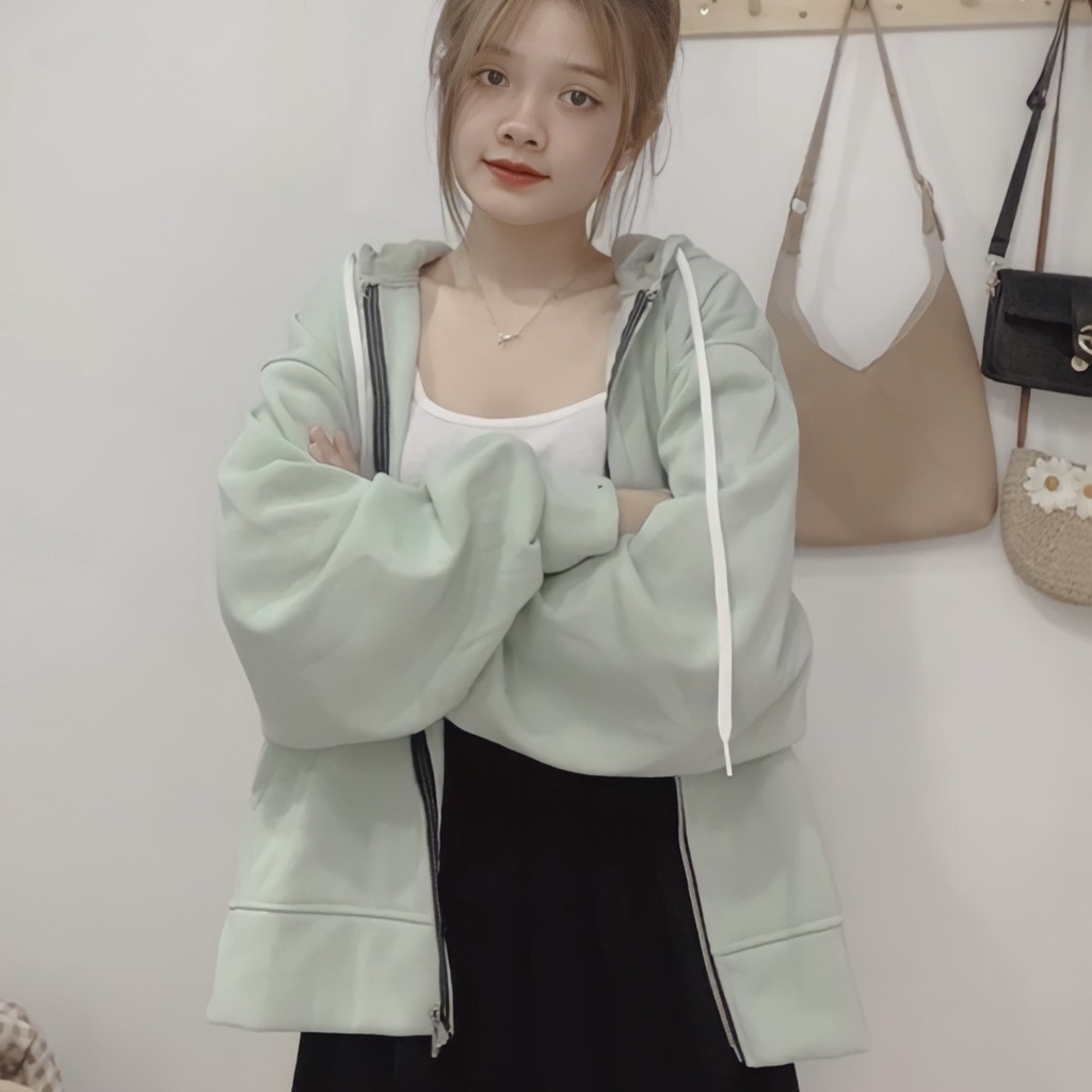 Áo Khoác Nỉ Trơn Form Rộng Unisex , Áo Hoodie Trơn Form Rộng Dây Kéo PLA01 ( kèm ảnh ,video thật shop tự quay )
