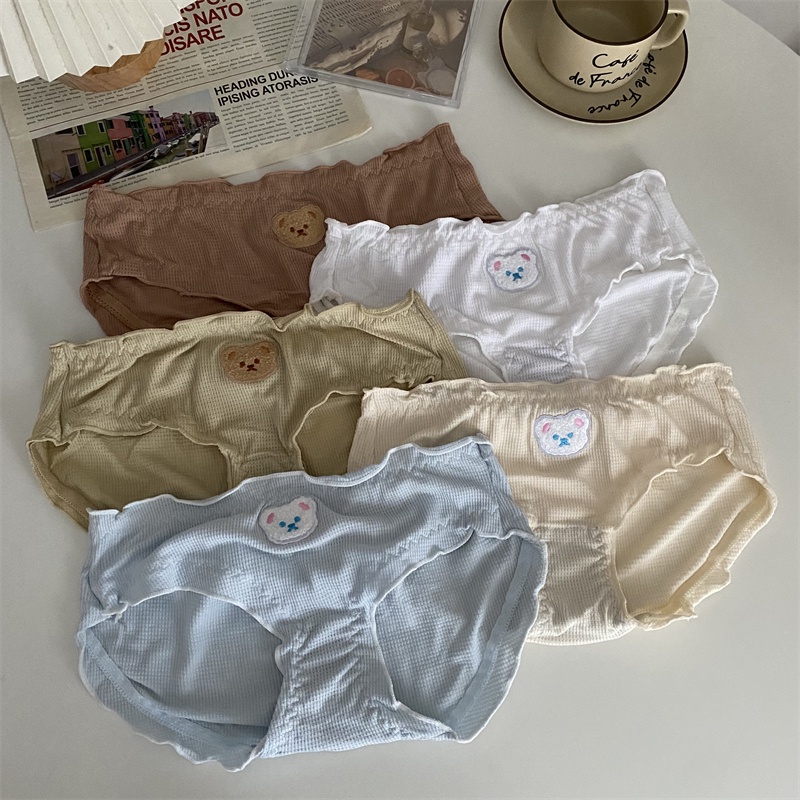 Set Áo lót vải cotton Thêu Hình Gấu + Quần Lót Thời Trang Nữ | BigBuy360 - bigbuy360.vn