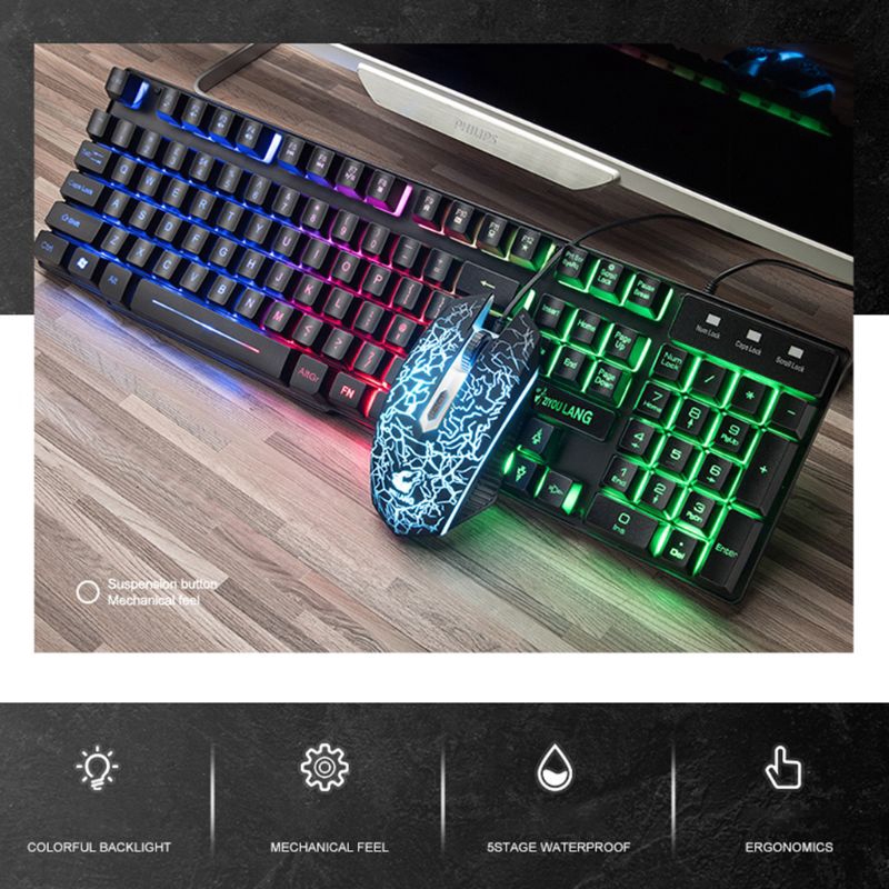 Bàn Phím Cơ Chơi Game T11 Có Đèn Nền Cầu Vồng Cho Pc / Laptop