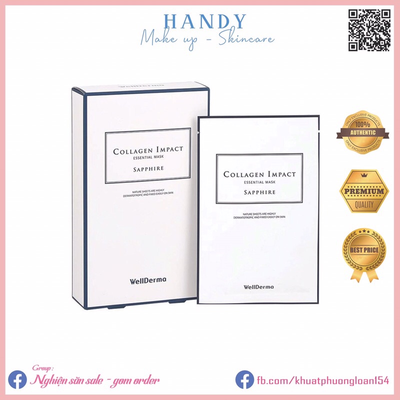 Mặt Nạ Giấy Wellderma Collagen Impact Essential Mask Sapphire 25ml (10pcs) | BigBuy360 - bigbuy360.vn