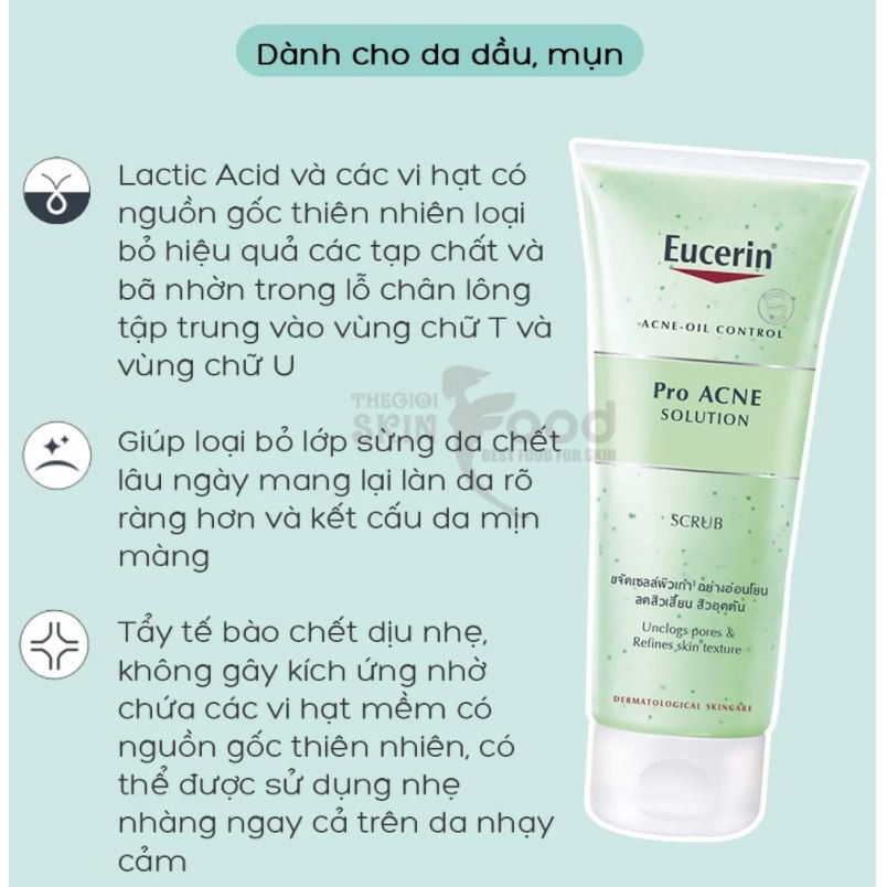 Tẩy Tế Bào Chết Giảm Dầu, Ngăn Mụn Eucerin Acne-Oil Control Pro Acne Solution Scrub 100ml