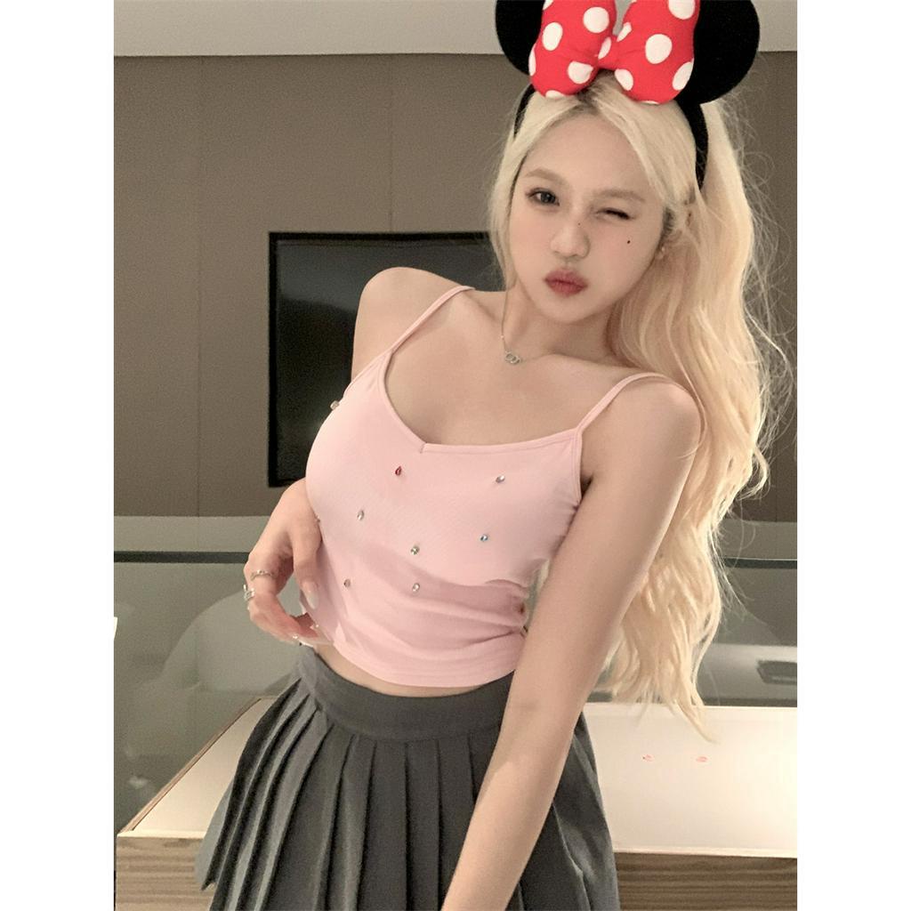 QADCOL Áo Tank Top Ôm Dáng In Họa Tiết Bướm Kim Cương Nhiều Màu Sắc Cá Tính Mùa Hè Cho Nữ