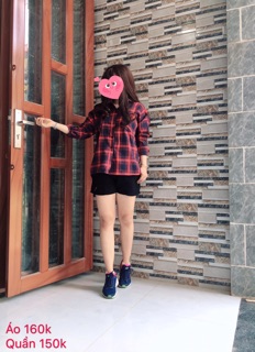 Áo sơ mi oversize caro đỏ