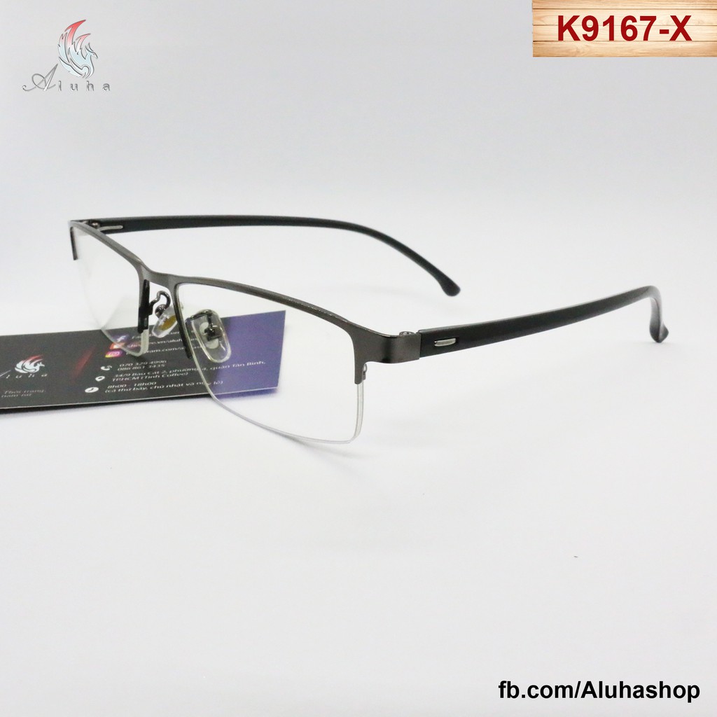 Gọng kính hợp kim không rỉ kết hợp nhựa TR90 cao cấp kiểu dáng classic - K9167 - Aluha