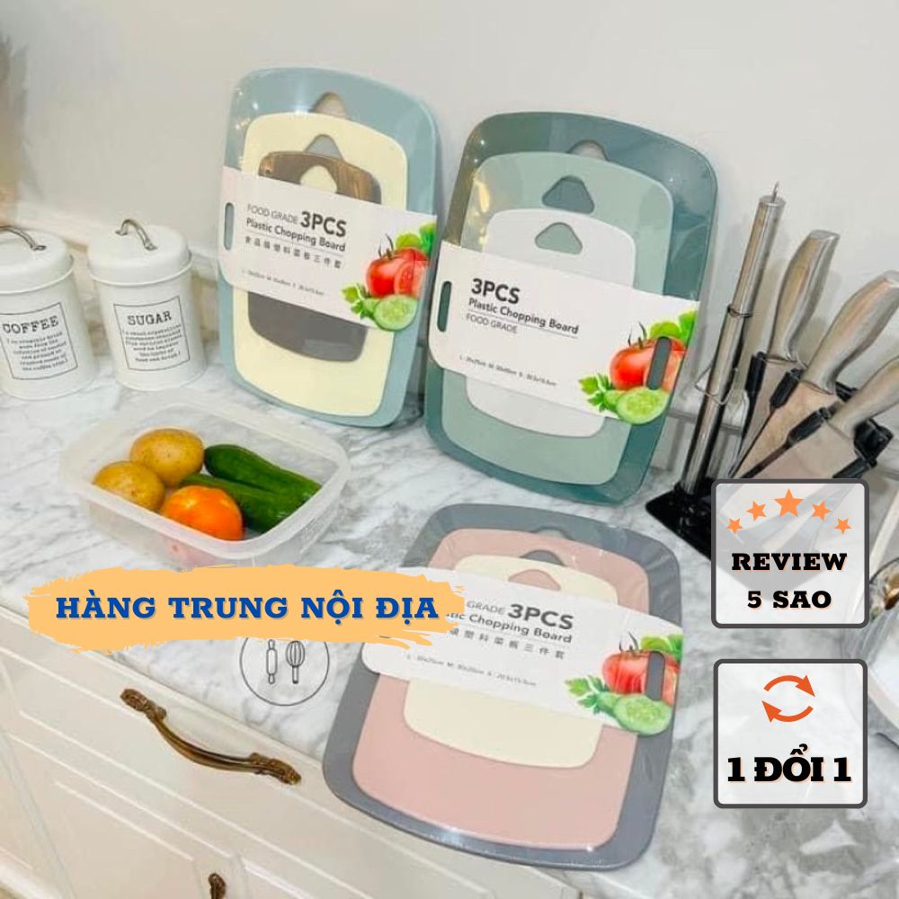 Set 3 Thớt Nhựa Kháng Khuẩn Nhiều màu Hàng Loại 1