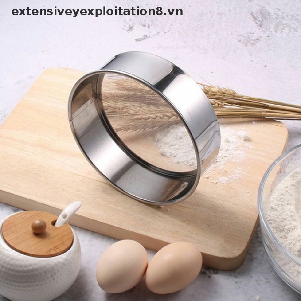 【extensive】 Kitchen Mesh Flour Sifter Round Stainless Steel Flour Sieve Strainer Sifters 【vn】