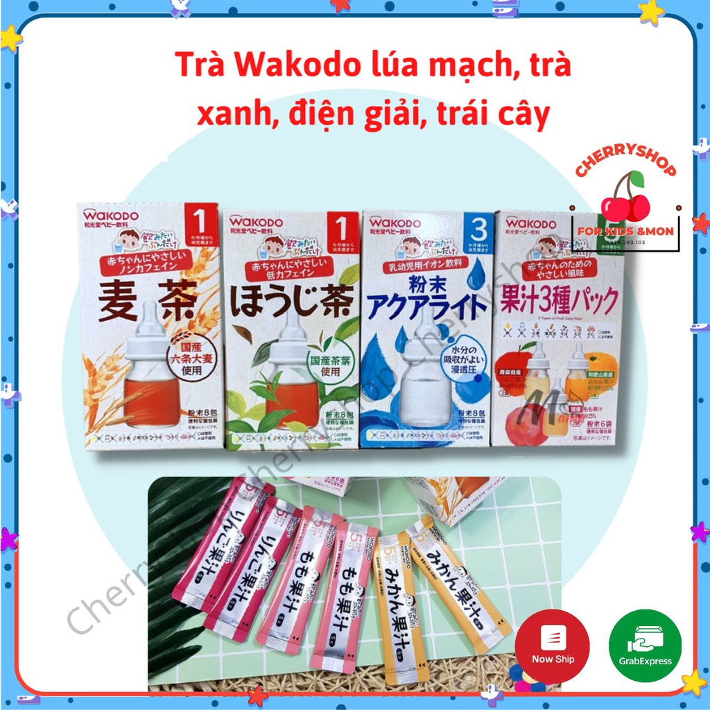 Trà Wakodo cho bé Nhật Bản (lúa mạch, điện giải, trái cây)