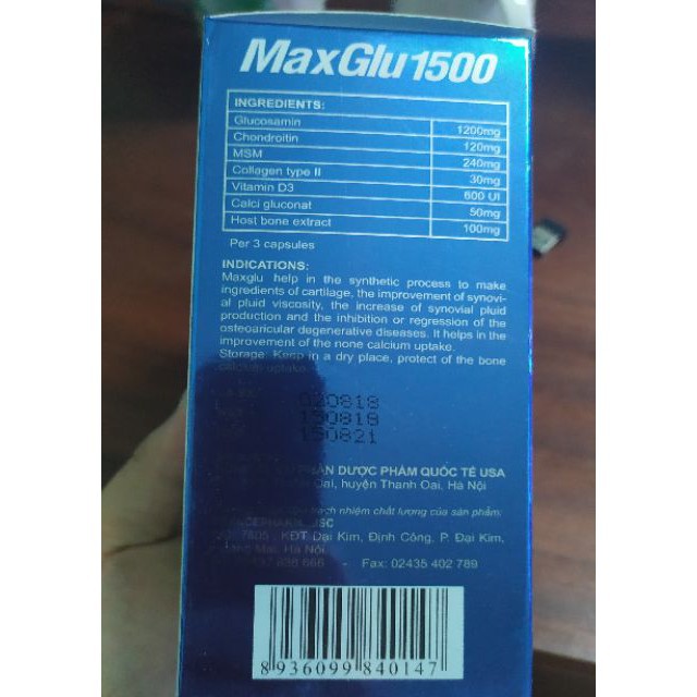 MaxGlu 1500 hỗ trợ xương khớp (hộp 60 viên)