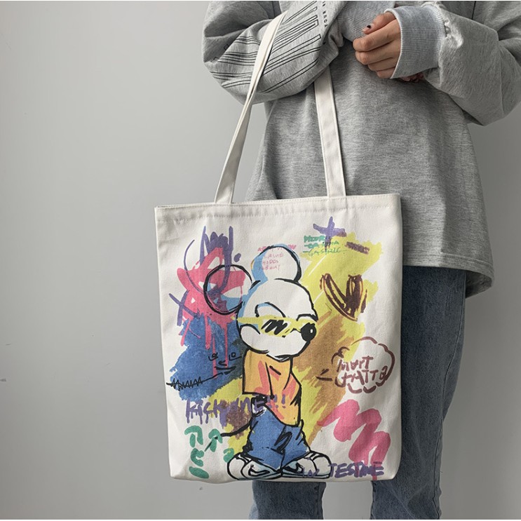 Túi tote có khoá kéo in hình chuột Mickey siêu cool