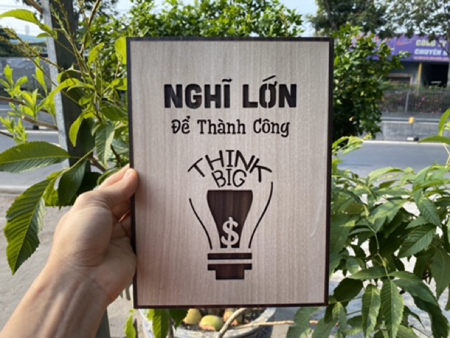 Tranh Decor Gỗ tạo động lực &quot;Nghĩ lớn để thành công&quot; mẫu bán chạy TBIG030