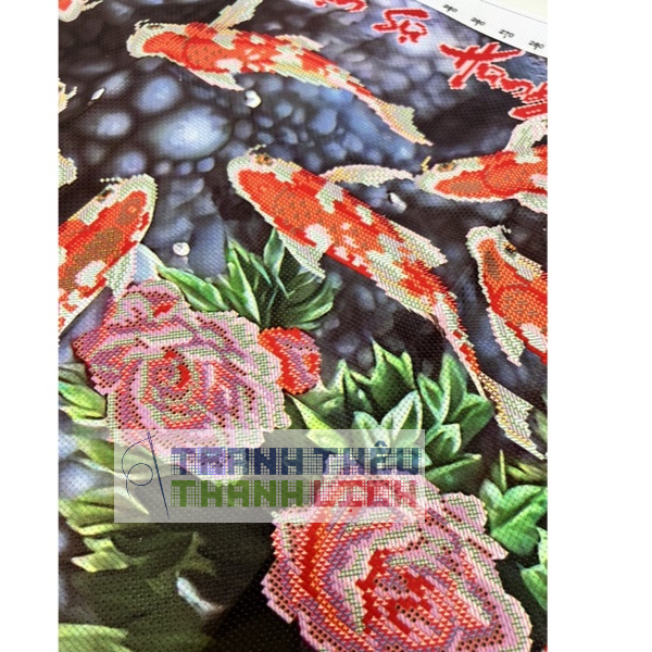 Tranh thêu chữ thập cá Phú Quý Hữu Dư 3D Gia Hoà Van Sư Hưng AL53621 |120x60cm|