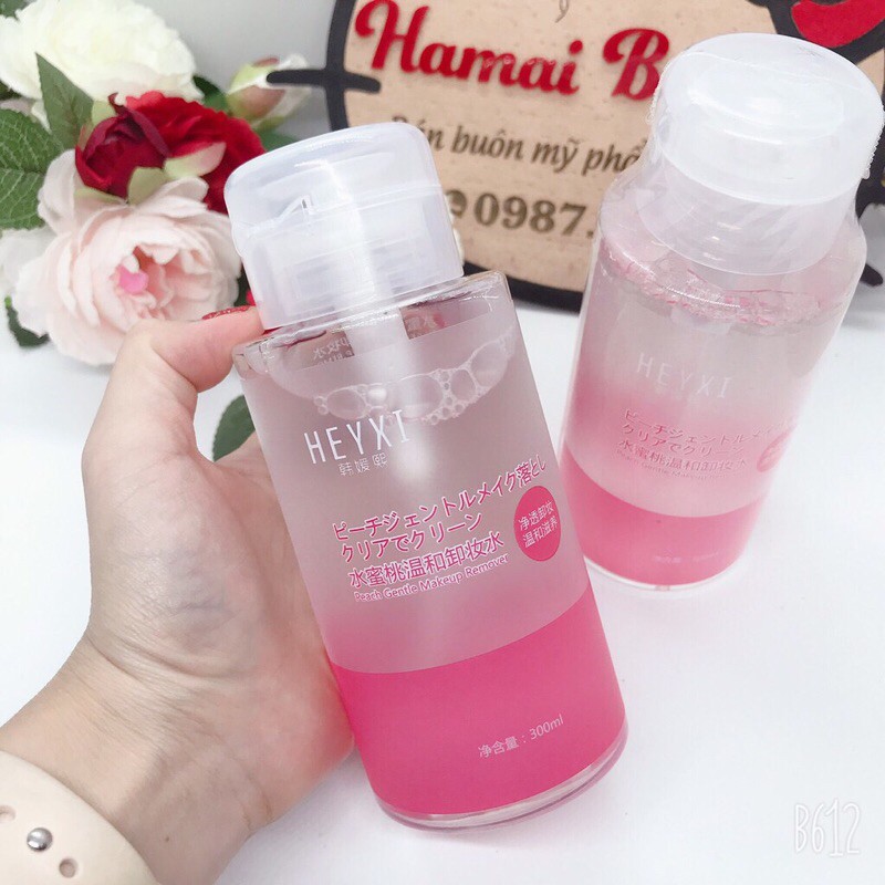 Nước tẩy trang Heyxi Đào 300ml có vòi nhấn tiện lợi | BigBuy360 - bigbuy360.vn