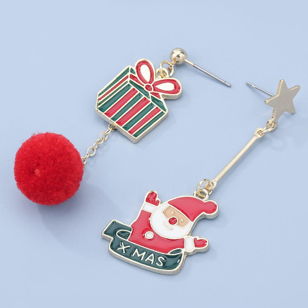 JARRED Bông Tai Dáng Dài Hình Cây Thông Giáng Sinh Đính Banh Lông Cá Tính Cho Nữ