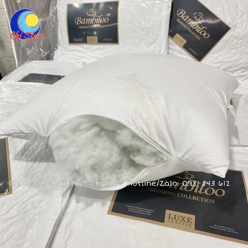 Ruột Gối Bambiloo Cao Cấp Bông Trắng Tinh Khiết, Ruột Gối Vuông Bông Mềm Mịn Phòng Ngủ, Khách Sạn